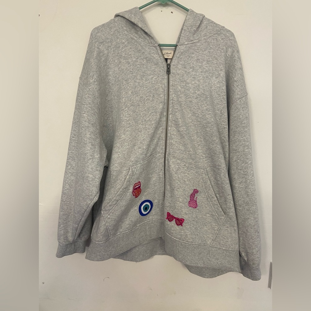 Universal Thread Gray Jacket with DIY Colorful Patches